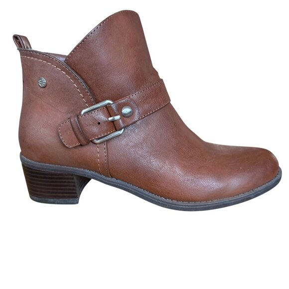 Dana Buchman brown leather side zip ankle boots booties 6 1/2 MED - Picture 2 of 11